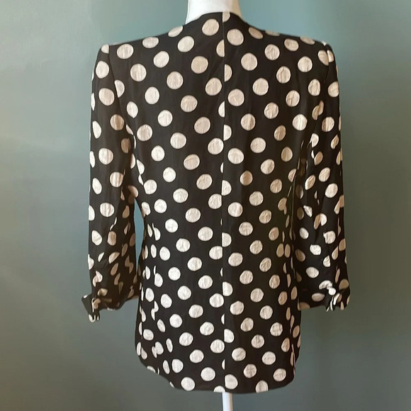Vintage French Black White Polka Dot Blazer Jacket size 6 CS - Picture 3 of 6